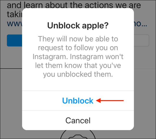 Tap Unblock from popup