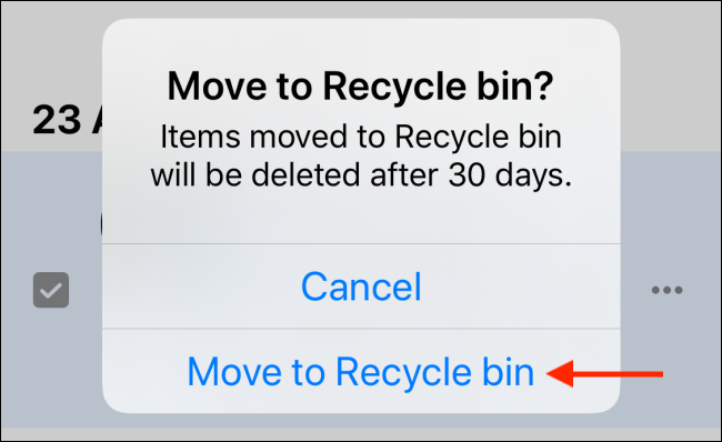 Tap on Move to Recycle Bin