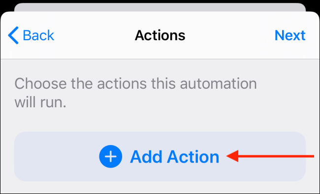 Tap the Add Action button