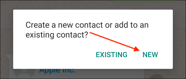 Tap the New button for contact on Android