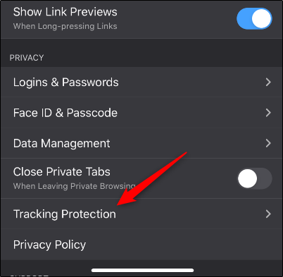 Tracking protection on mobile