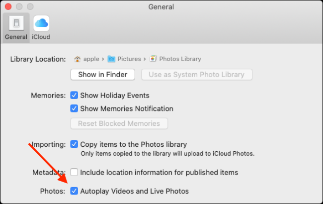 Uncheck Autoplay Videos and Live Photos option in Photos app