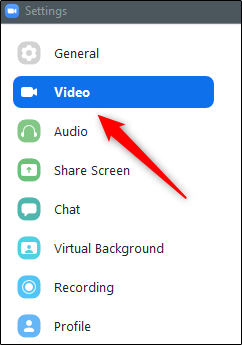 Video option in left-hand pane
