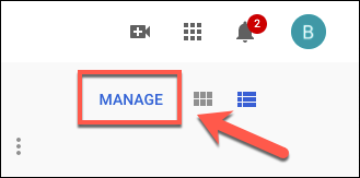 Click Manage to manage your YouTube subscriptions