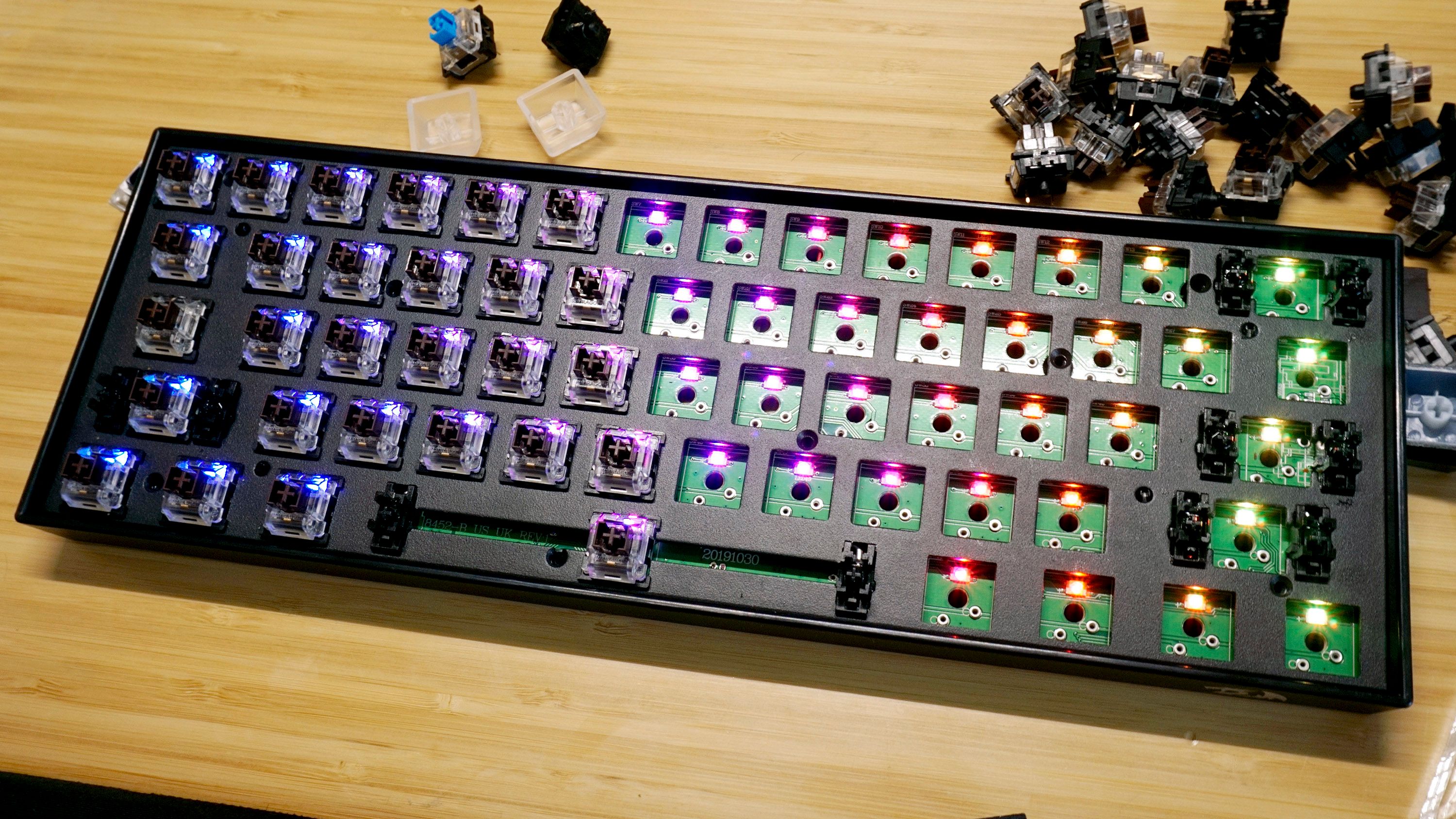 With all keycaps and half switches removed. 