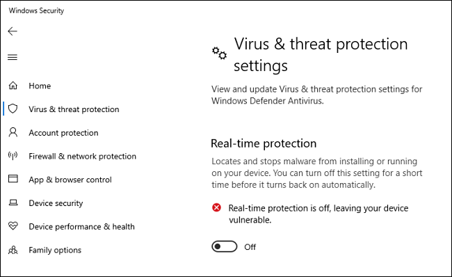 How to Turn Off Real-Time Protection in Microsoft Defender on Windows 10