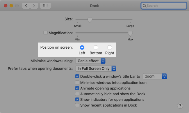 Change macOS Dock Position