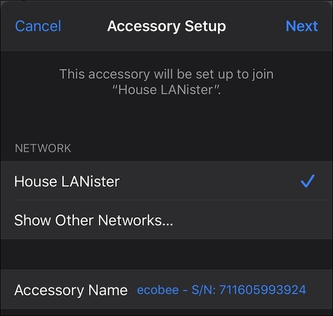 Choosing a network for your ecobee device