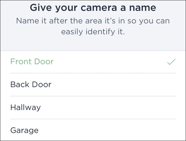 Selecting a camera name for your ecobee