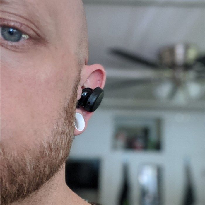 Show how far the earbud sticks out of my ear