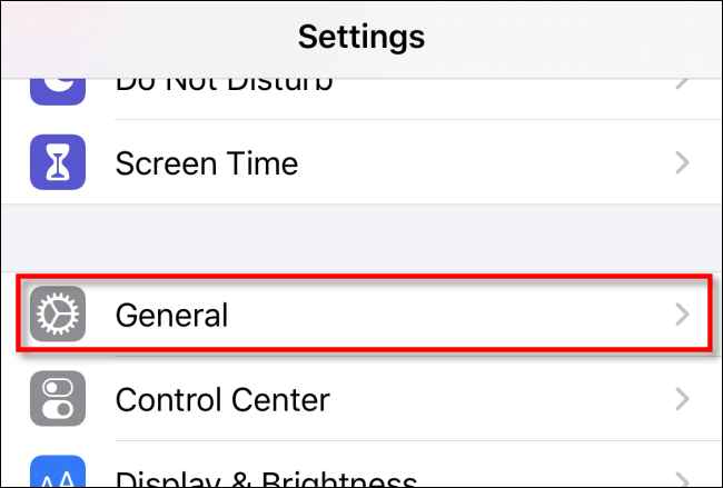 Select General in Settings on iPhone