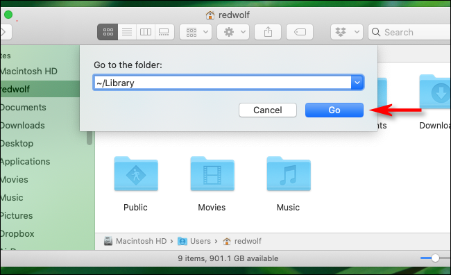 Go to the Library folder directly on a Mac