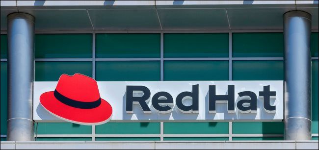 A Red Hat sign.