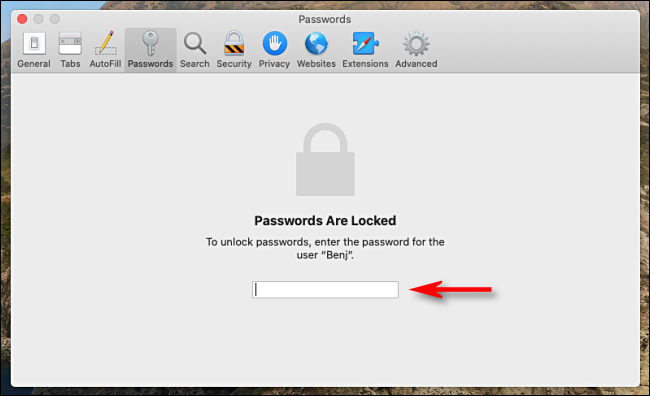 safari password are locked