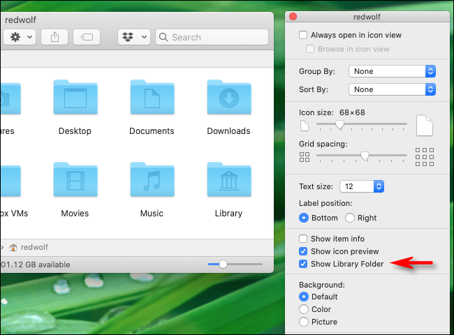 Show View Options in Finder to View Library Folder on Mac