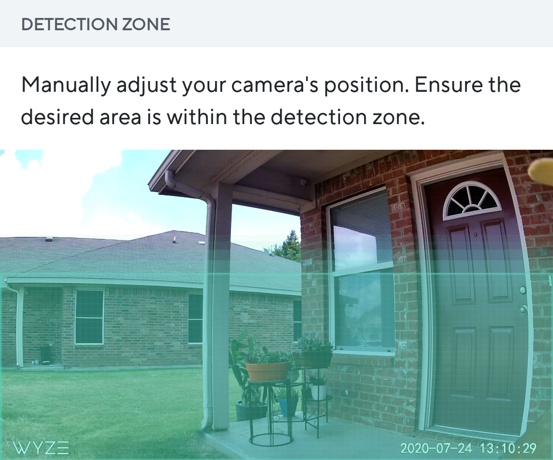 Wyze Cam Outdoor detection zone 