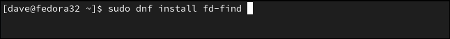 sudo dnf install fd-find in a terminal window
