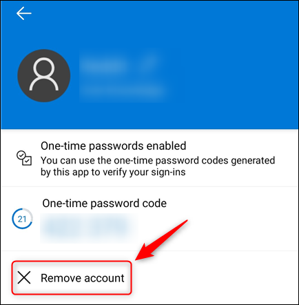 Tap &quot;Remove Account&quot; in Microsoft Authenticator.