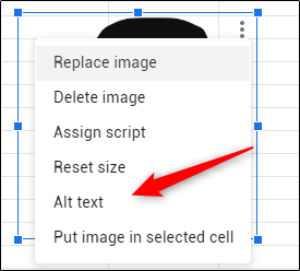 How to Add Alternative Text to an Object in Google Sheets