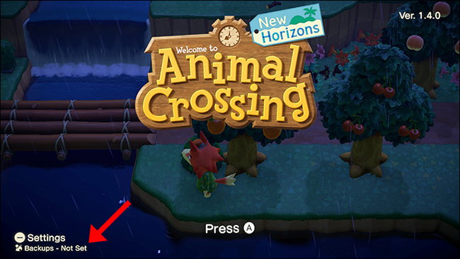 Animal Crossing New Horizons backup not set