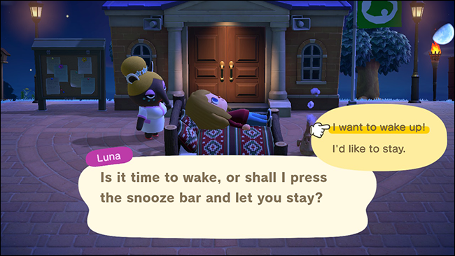 Animal Crossing New Horizons wake up