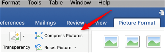 Compress pictures option on Mac