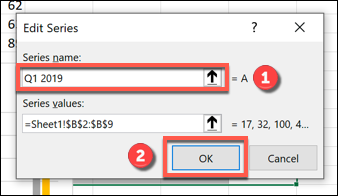 Rename your data series in the "Series name" box, then click "OK" to confirm.