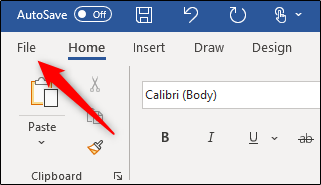 File tab in Microsoft Word