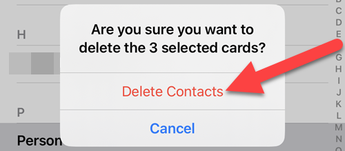 Tap "Delete Contacts."