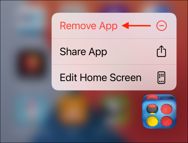 Tap Remove App from the app menu