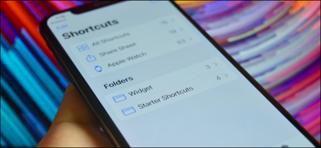 User creating a folder in Shortcuts app on iPhone