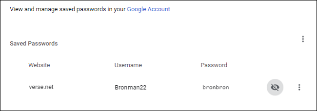 A saved password revealed in Chrome