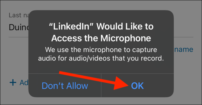 Grant the LinkedIn app permission to access your phone's microphone