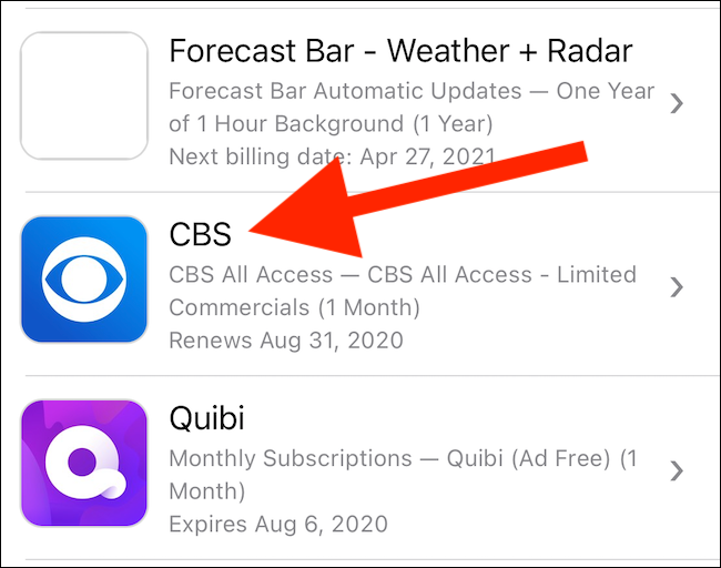 Select your CBS subscription