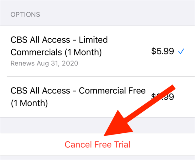 Tap the "Cancel" subscription button