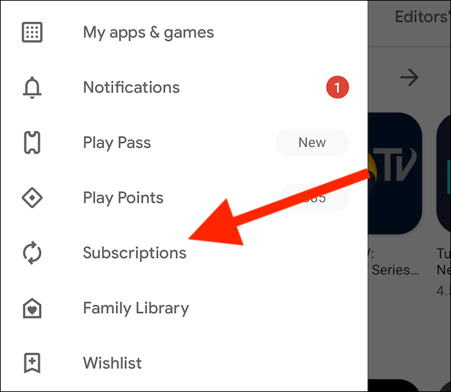 Select the "Subscription" option