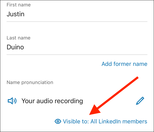 Tap the "Visible To" link to edit who can hear your recording