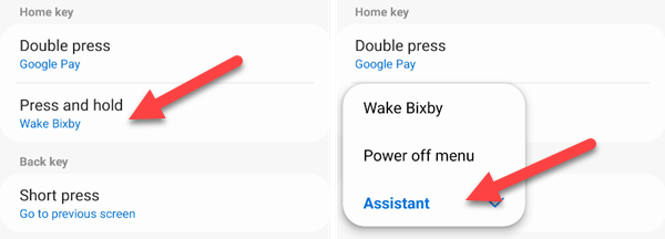 Change "Press and Hold" to "Assistant."
