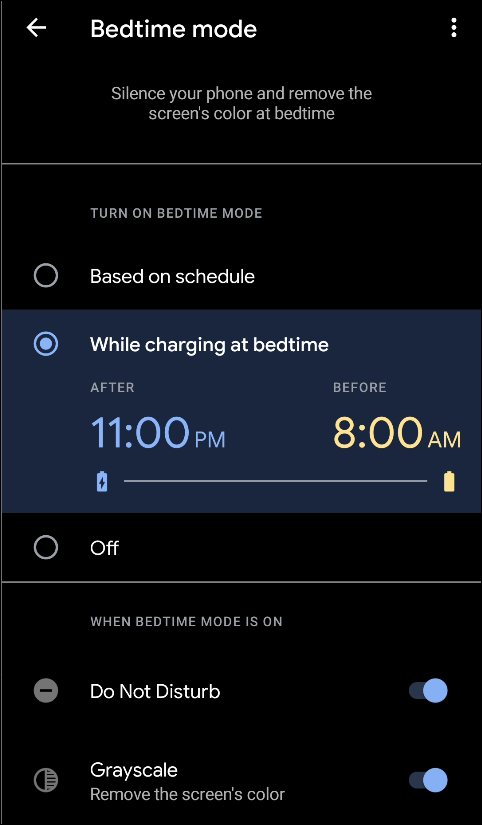 bedtime mode charging