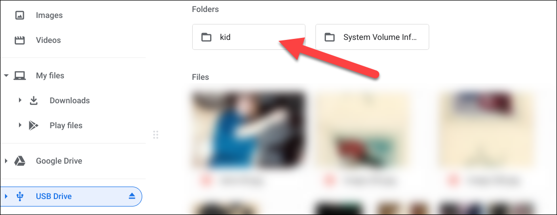 chromebook usb drive select folder