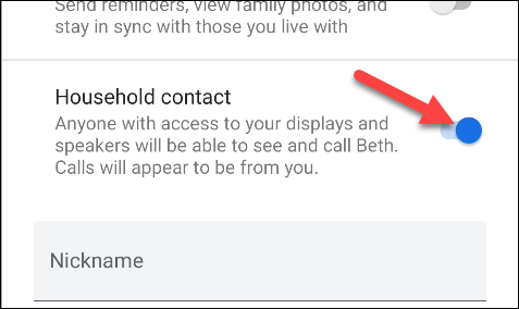 Toggle-On the &quot;Household Contact&quot; option.