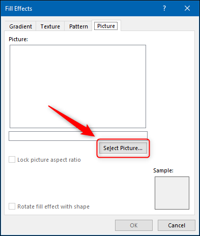 Click &quot;Select Picture&quot; in the &quot;Picture&quot; tab.