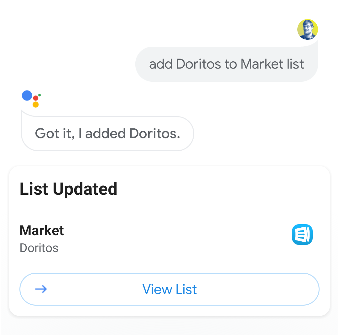 google assistant shopping list command