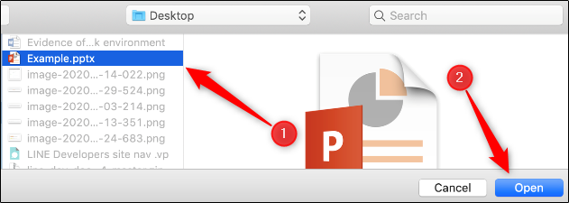 Select and open powerpoint file