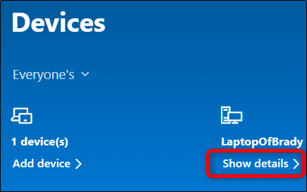Show details for PC to lock remotely