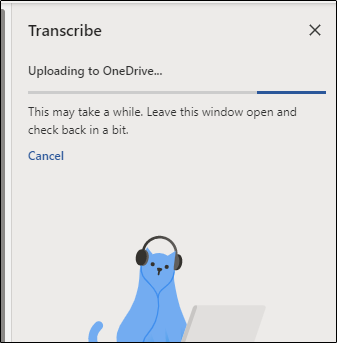Transcribing and uploading to Onedrive