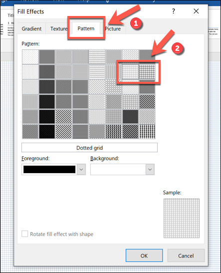 Click &quot;Pattern,&quot; and then select either &quot;Dotted Grid&quot; or &quot;Large Grid.&quot;
