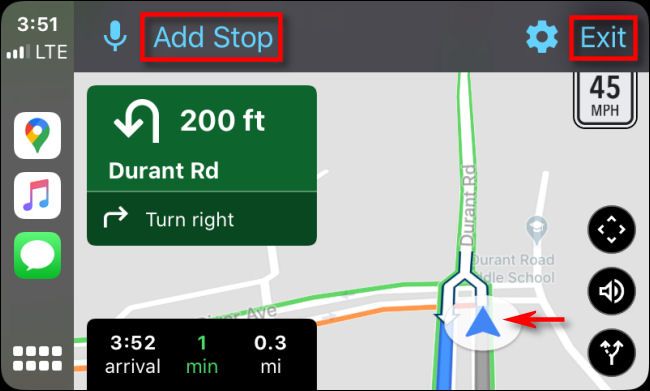 Following turn-by-turn directions in Google Maps on CarPlay through iPhone.
