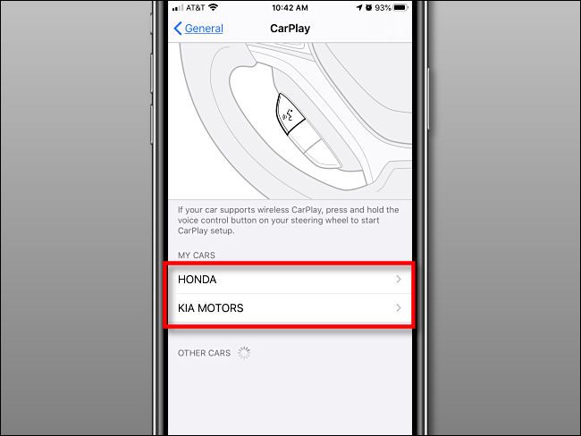 In CarPlay settings on iPhone, tap the car model you'd like to configure.