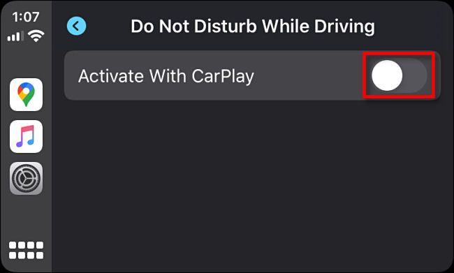 Tap the switch beside "Activate With CarPlay" in Apple CarPlay Settings.
